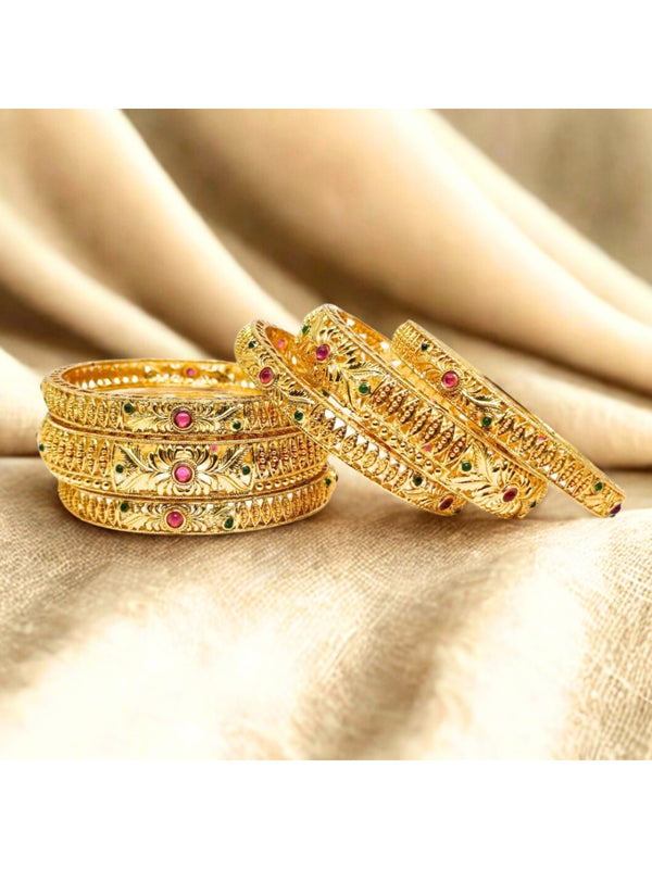 Mankairioop Antique Ruby & Pearl Embedded Bangles