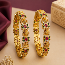 Mankairoop Premium Temple Jewellery Bangles – Ruby Green Stones