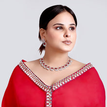 Mankairoop Royal Ruby Stone CZ Necklace & Matching Earrings