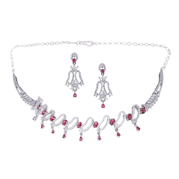 Mankairoop Silver-Plated CZ Leaf Design Necklace for Women