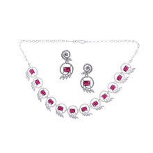 Mankairoop Royal Ruby Stone CZ Necklace & Matching Earrings