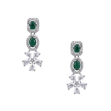 Mankairoop Rhodium-Plate Green & AAA Cubic Zirconia Studded Premium NecKlace Set