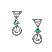 Mankairoop Rhodium Platted Emerald Green Zirconia Jewellery Set