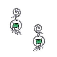 Mankairoop Silver-Plated Emerald Green CZ Necklace Set