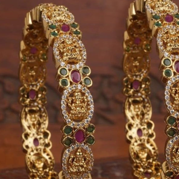 Mankairoop Premium Temple Jewellery Bangles – Ruby Green Stones