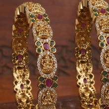 Mankairoop Premium Temple Jewellery Bangles – Ruby Green Stones