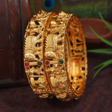 Mankairoop Gold Plated Elephant Bangle  Antique Indian Kada  Enamel Work Bridal Bracelet