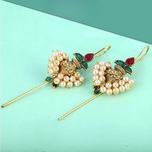 Mankairoop Handcrafted Temple Pearl Drop Earrings with Ruby & Emerald Finish – Antique Gold Traditional Jewelry