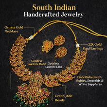 Mankairoop South Indian Temple Jewellery Set Gold Plated Necklace with Earrings for Wedding & Festive Wear