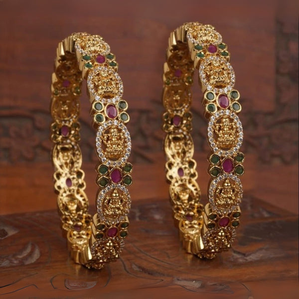 Mankairoop Premium Temple Jewellery Bangles – Ruby Green Stones