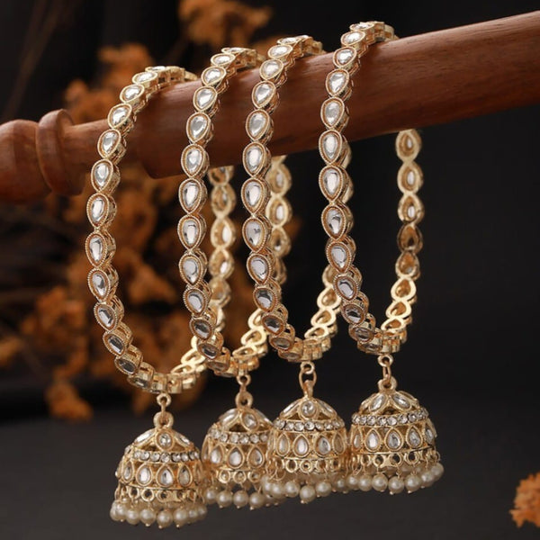 Mankairoop Gold Plated Kundan Jhumka Bangles – Traditional Bridal & Ethnic Jewelry Set