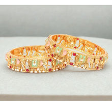 Mankairoop Elephant Design Kada Bracelet | Traditional Indian Gold Tone Bangle | Wedding Jewelry