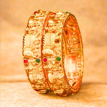 Mankairoop Gold Plated Elephant Bangle  Antique Indian Kada  Enamel Work Bridal Bracelet