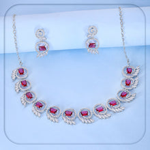 Mankairoop Royal Ruby Stone CZ Necklace & Matching Earrings