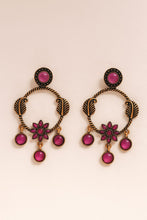 Mankairoop Royal Antique Earrings with Pink Drops