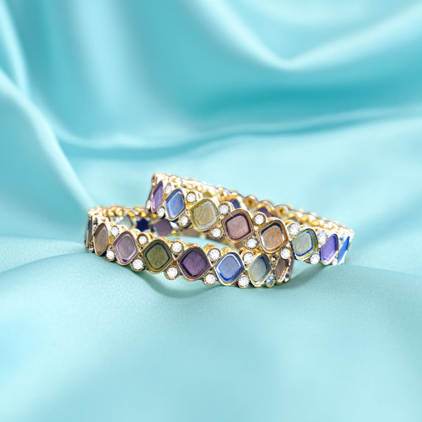 Mankairoop Premium Gold-Plated Bangles with Colored Mirror Work