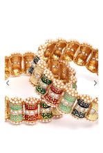Mankairoop Multicolor Gold Bangles with Pearl Detailing
