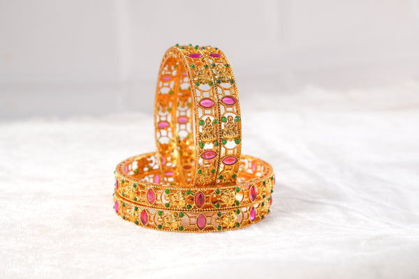 Mankairoop Handcrafted Temple-Style Gold Bangles