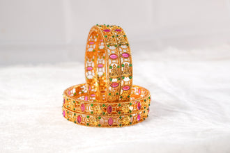 Mankairoop Handcrafted Temple-Style Gold Bangles
