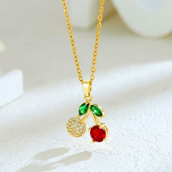Mankairoop Anti-Tarnish Waterproof Cherry Pendant Necklace