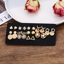 Mankairoop Trendy Gold Multi-Design Stud Earring Set – 12 Pair Combo
